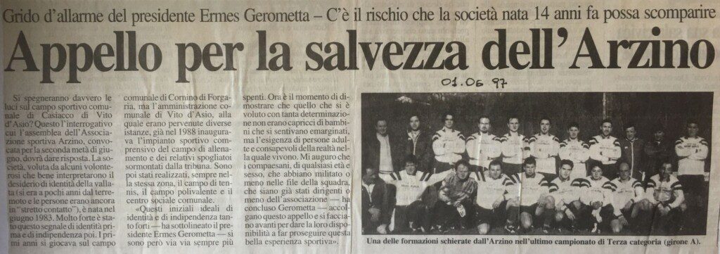 01.06.1997, Messaggero Veneto - Appello per la salvezza dell’Arzino