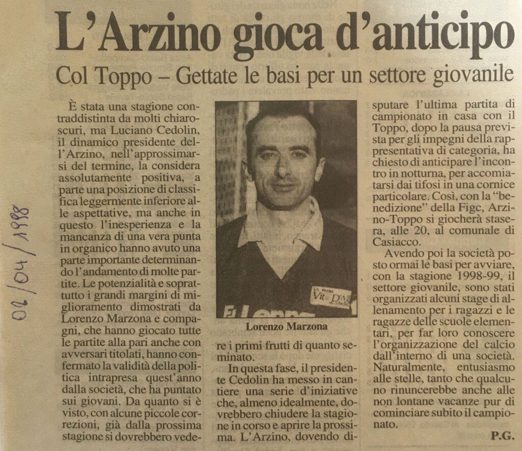 02.04.1998, Messaggero Veneto - Il settore giovanile