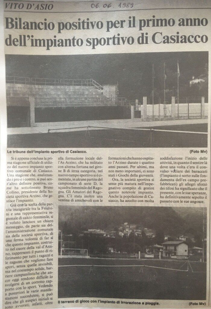 06.06.1989, Messaggero Veneto - Il primo anno dello Stadio