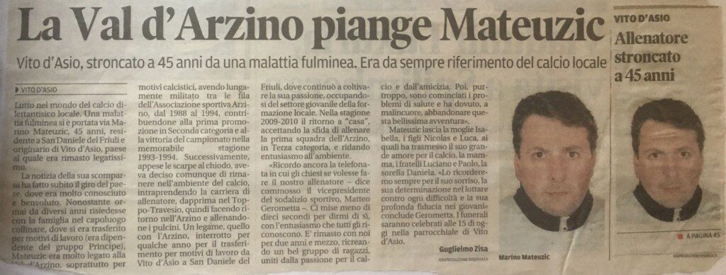 25.02.2014, Messaggero Veneto – L’Arzino piange Mateuzic