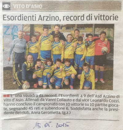 15.05.2015 - Messaggero Veneto - Esordienti, record di vittorie.